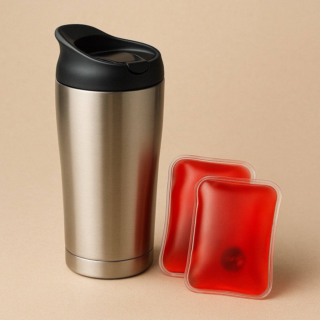 Thermobecher und Taschenwärmer für den Weihnachtsmarkt